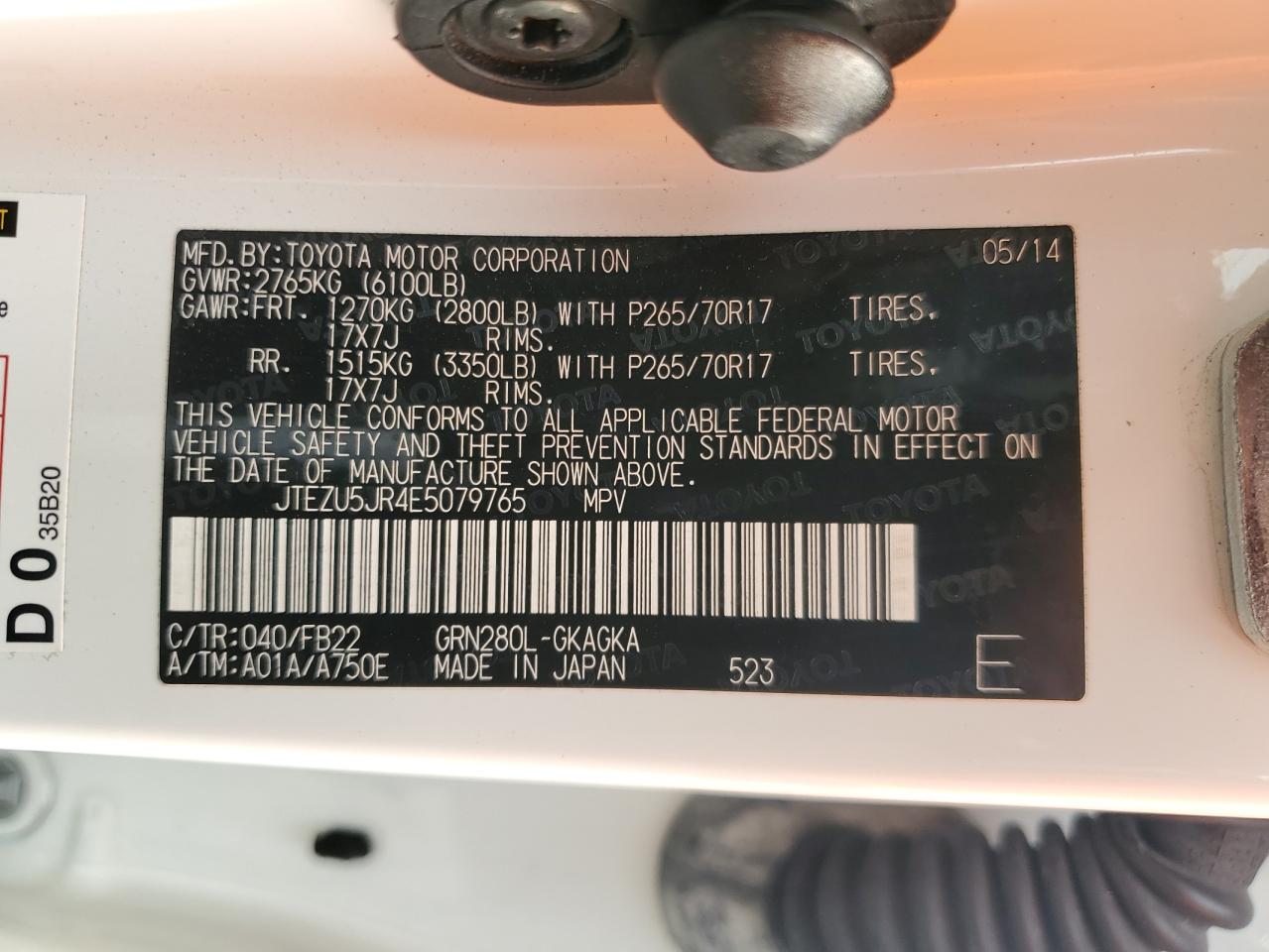 2014 Toyota 4Runner Sr5 VIN: JTEZU5JR4E5079765 Lot: 81716135