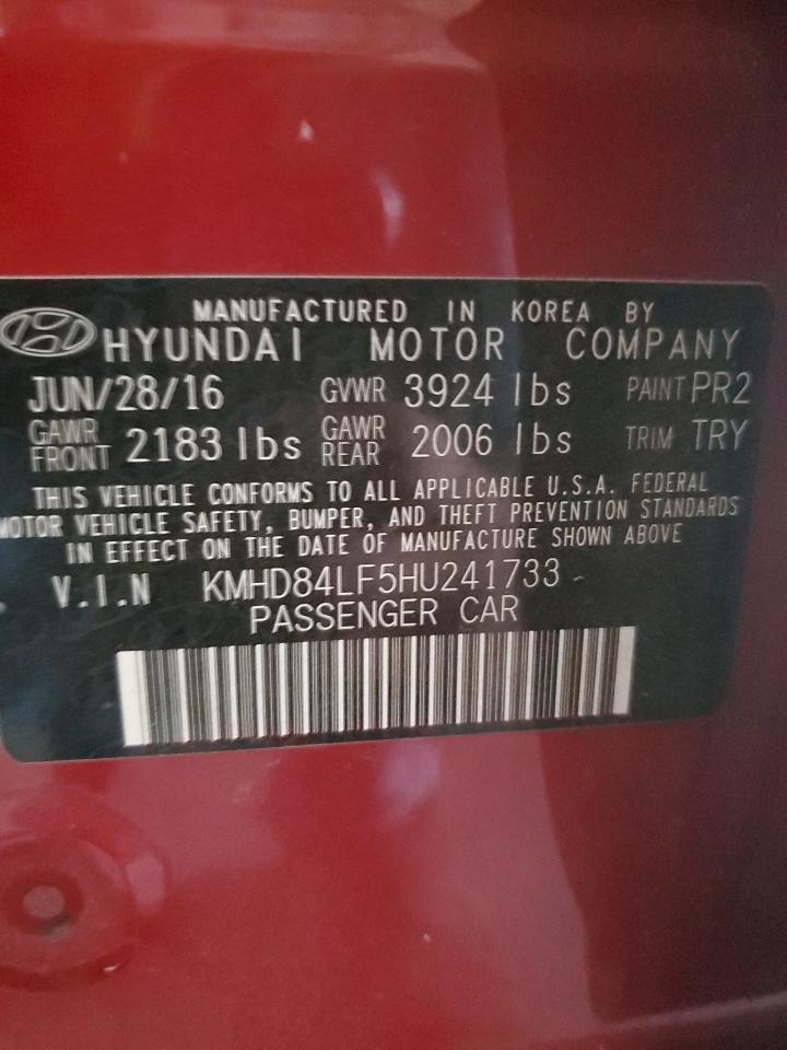 2017 Hyundai Elantra Se VIN: KMHD84LF5HU241733 Lot: 82038305