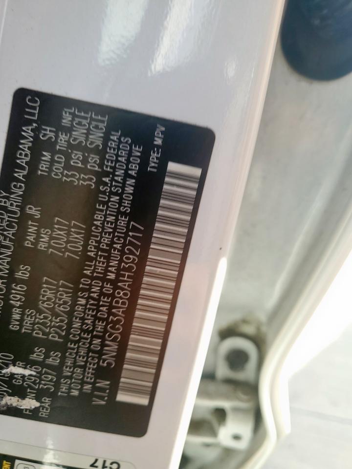 2010 Hyundai Santa Fe Gls VIN: 5NMSG3AB8AH392717 Lot: 81711175