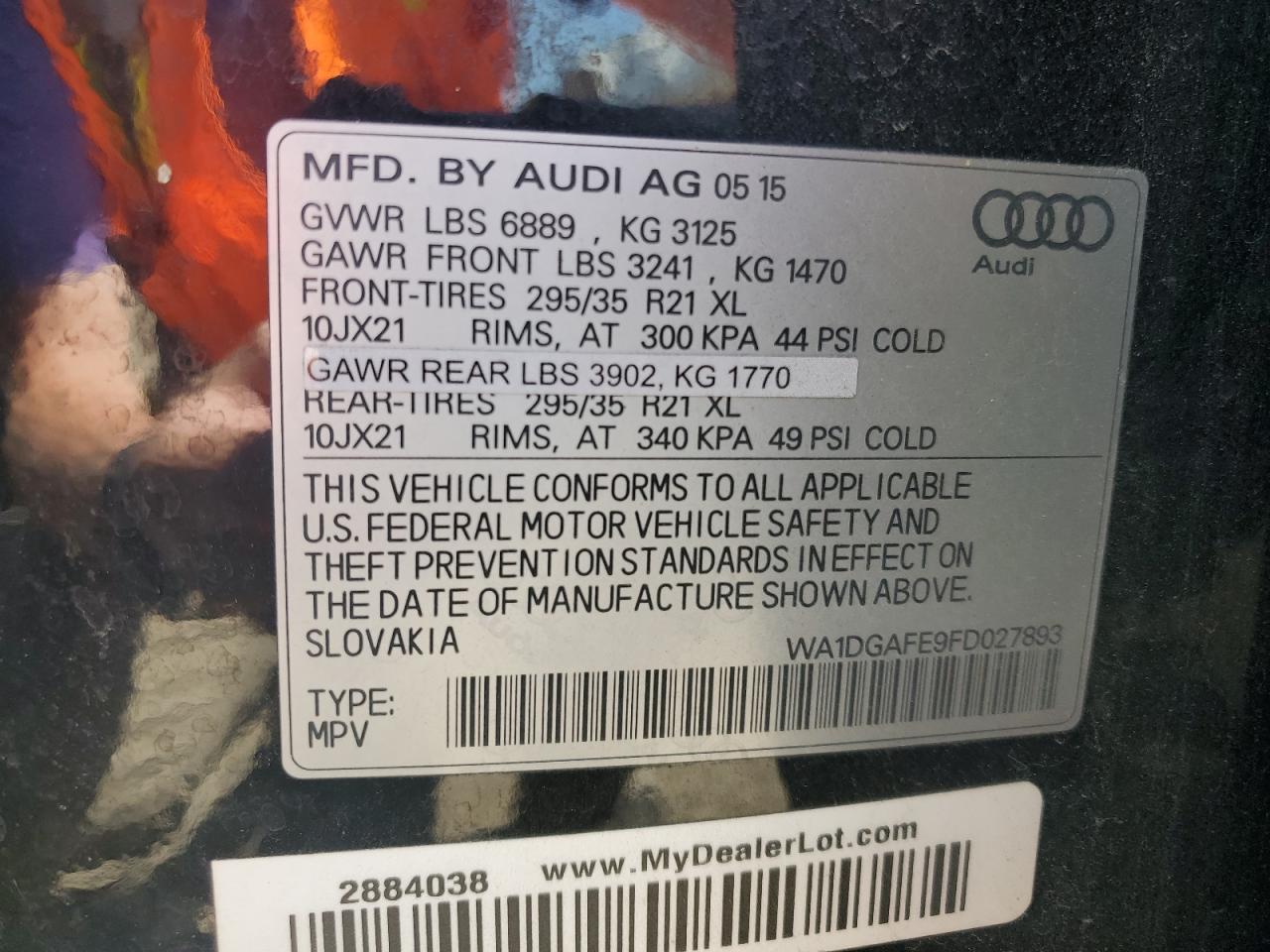 2015 Audi Q7 Prestige VIN: WA1DGAFE9FD027893 Lot: 81502495