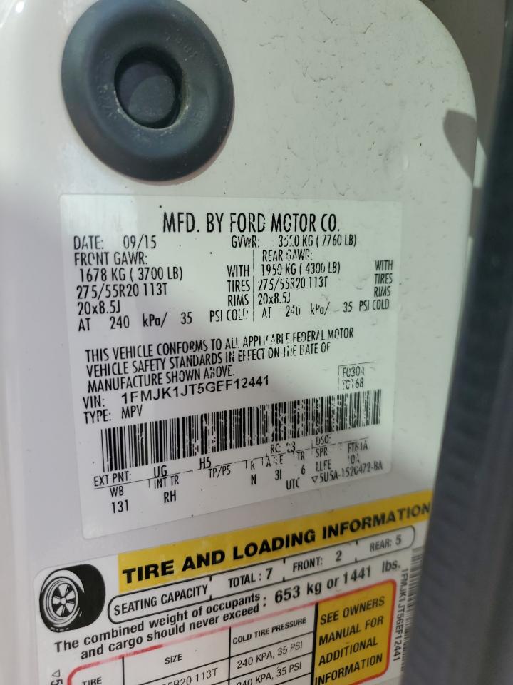 2016 Ford Expedition El Xlt VIN: 1FMJK1JT5GEF12441 Lot: 81881375