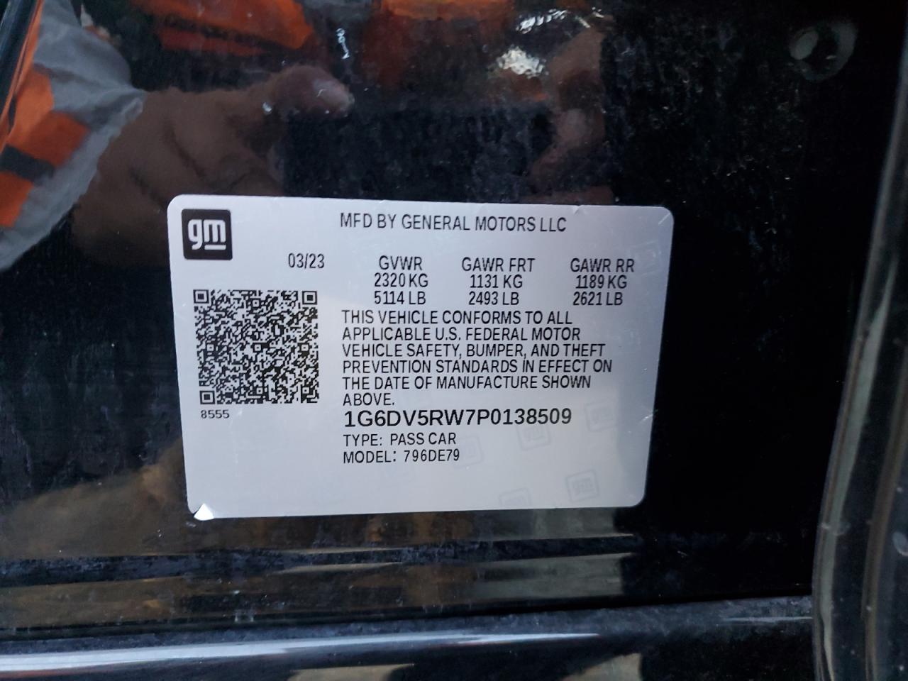 2023 Cadillac Ct5-V VIN: 1G6DV5RW7P0138509 Lot: 80217755