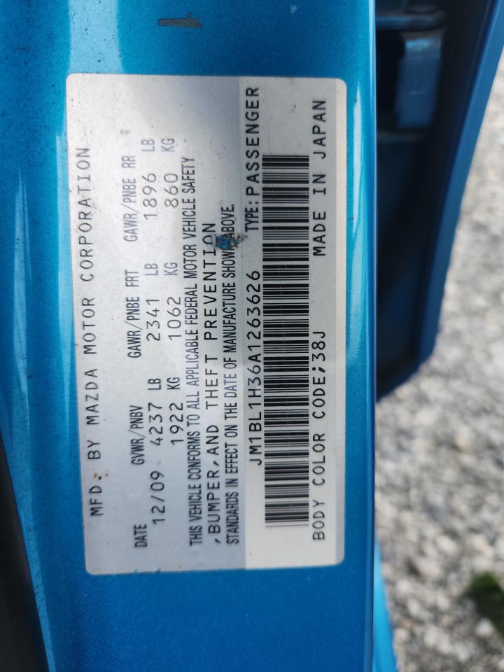 2010 Mazda Speed 3 VIN: JM1BL1H36A1263626 Lot: 83944455
