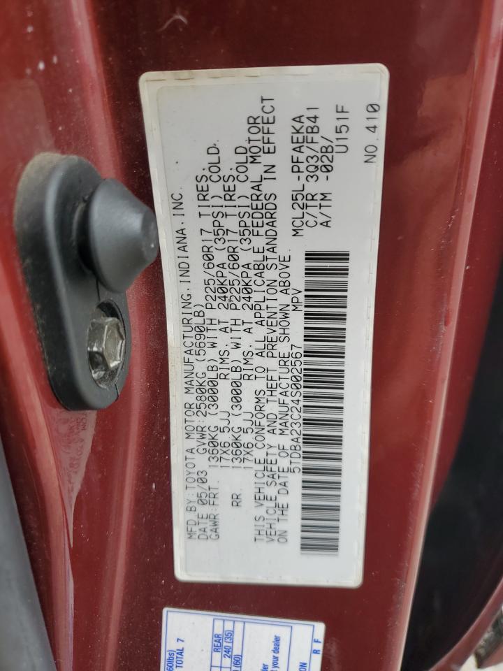 2004 Toyota Sienna Le VIN: 5TDBA23C24S002567 Lot: 81850045