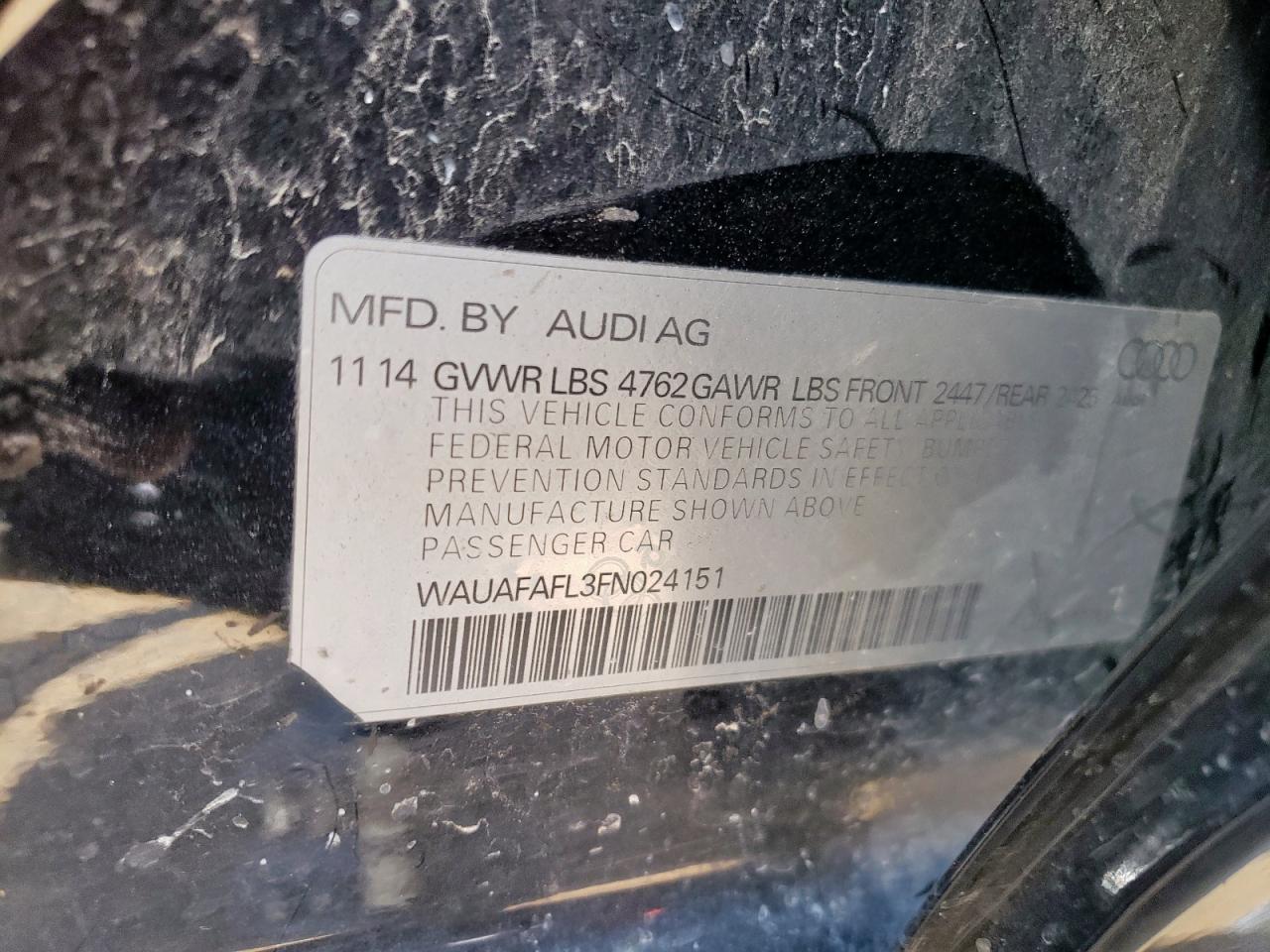 2015 Audi A4 Premium VIN: WAUAFAFL3FN024151 Lot: 80118165