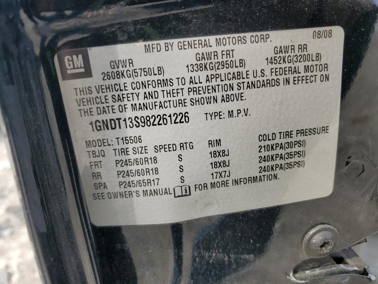 2008 Chevrolet Trailblazer Ls VIN: 1GNDT13S982261226 Lot: 81511375