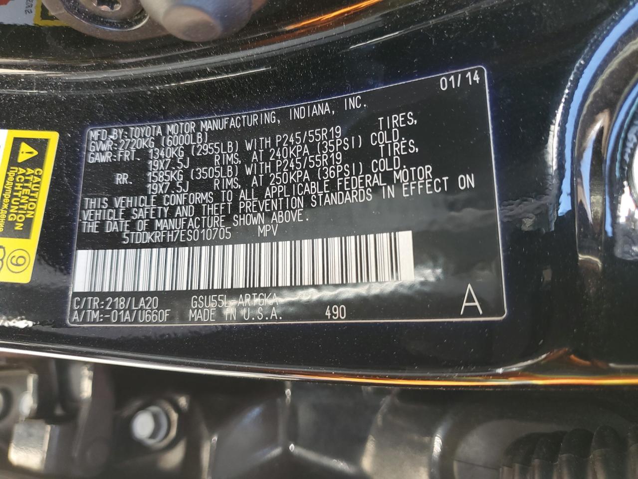 2014 Toyota Highlander Limited VIN: 5TDDKRFH7ES010705 Lot: 81755045