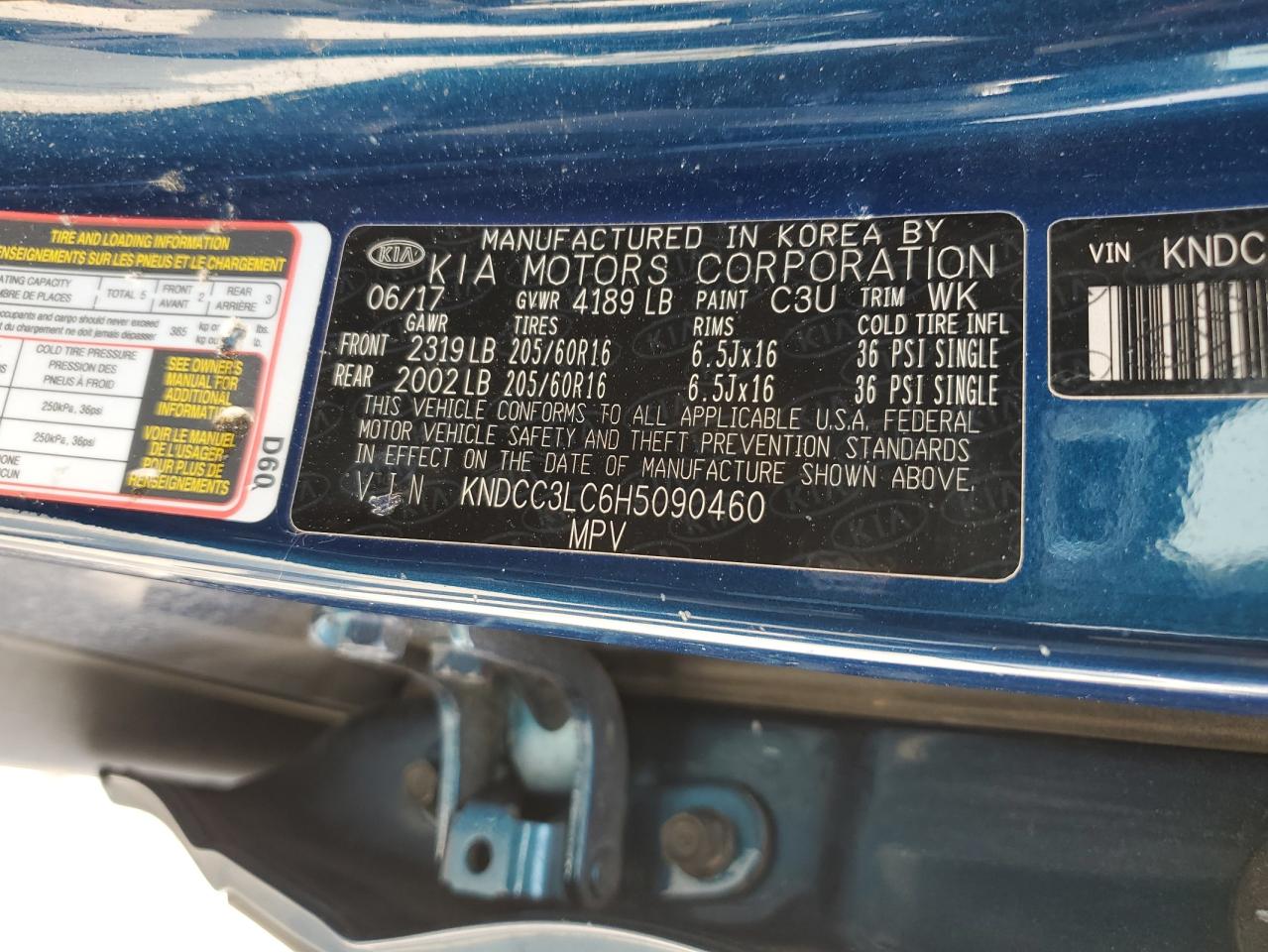 2017 Kia Niro Ex VIN: KNDCC3LC6H5090460 Lot: 94897655