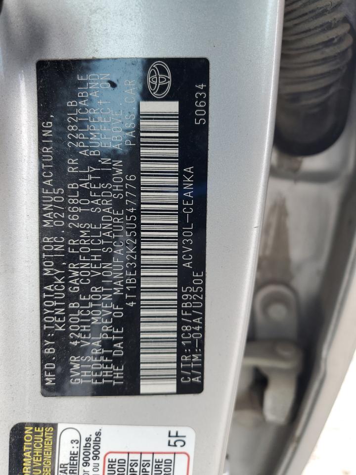 2005 Toyota Camry Le VIN: 4T1BE32K25U547776 Lot: 71268495