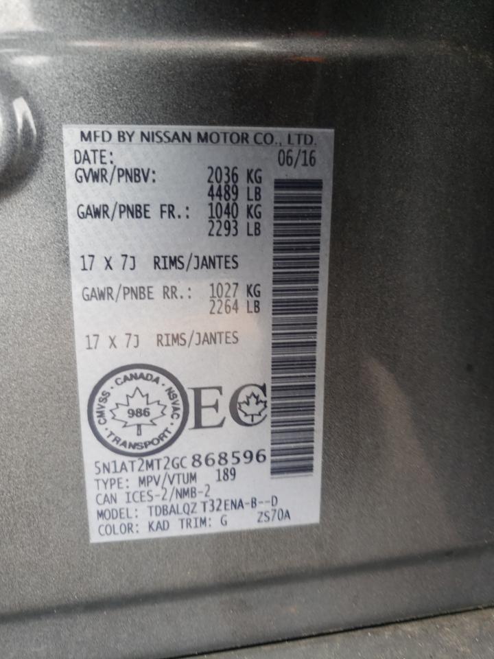 2016 Nissan Rogue S VIN: 5N1AT2MT2GC868596 Lot: 80132715