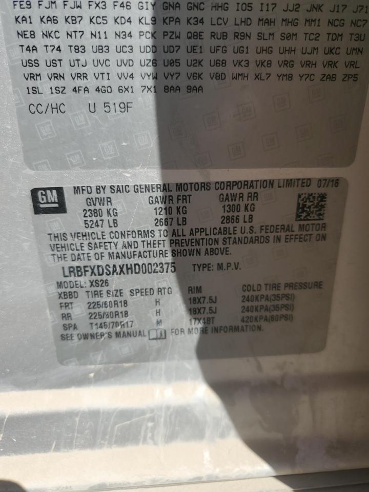 2017 Buick Envision Essence VIN: LRBFXDSAXHD002375 Lot: 83836955