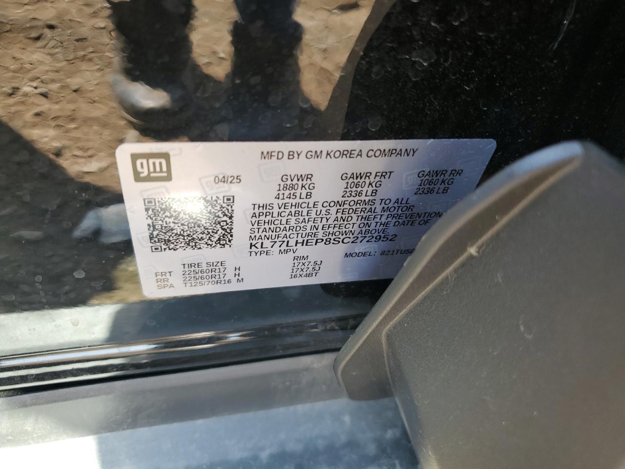 2025 Chevrolet Trax 1Lt VIN: KL77LHEP8SC272952 Lot: 71717085