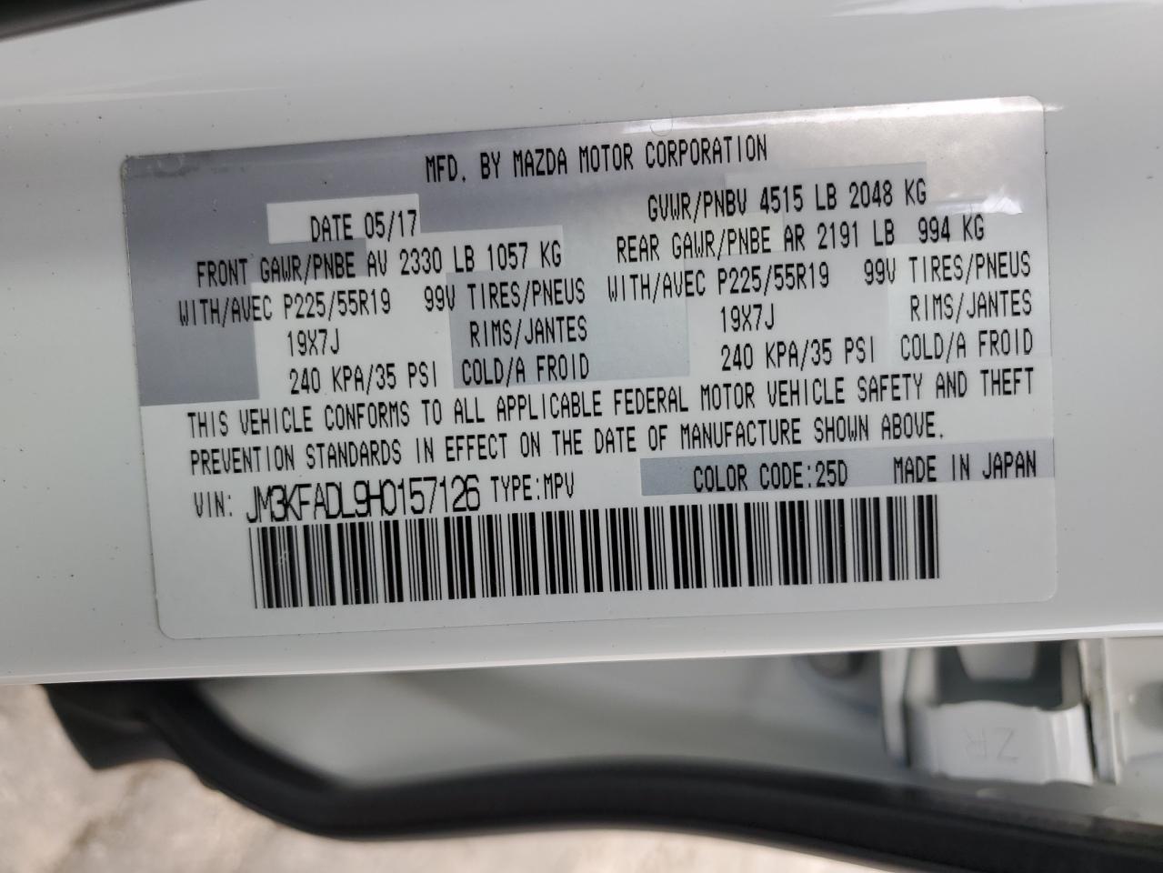 2017 Mazda Cx-5 Grand Touring VIN: JM3KFADL9H0157126 Lot: 81516355