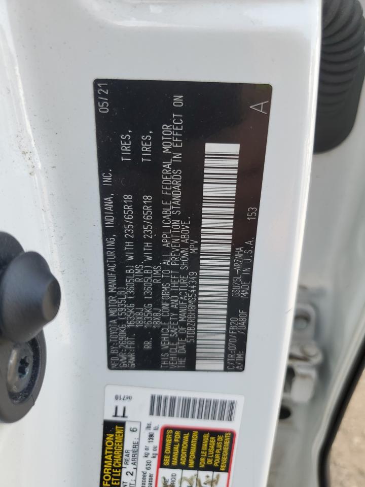 2021 Toyota Highlander L VIN: 5TDBZRBH8MS544349 Lot: 71839575