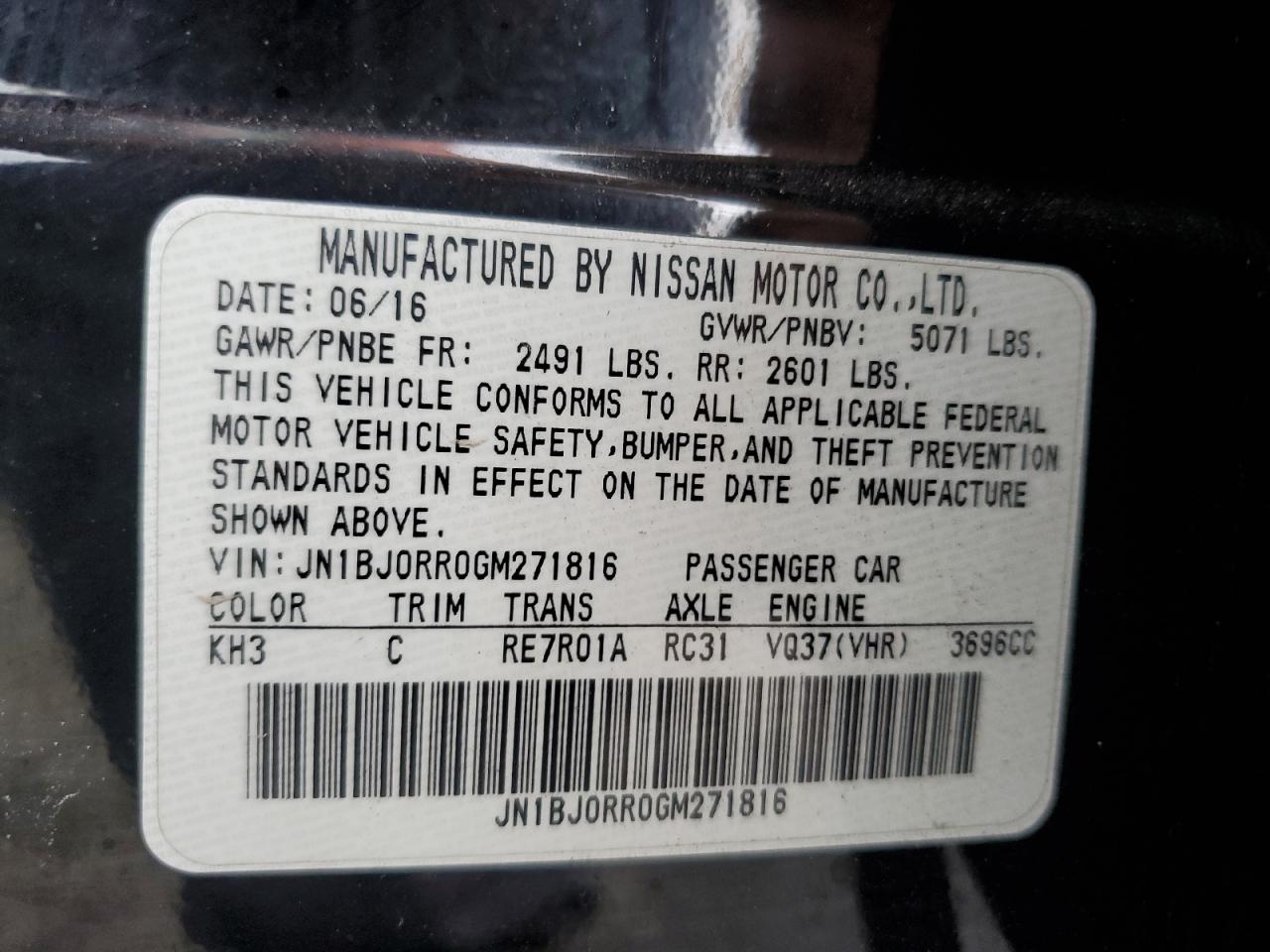 2016 Infiniti Qx50 VIN: JN1BJ0RR0GM271816 Lot: 81701565