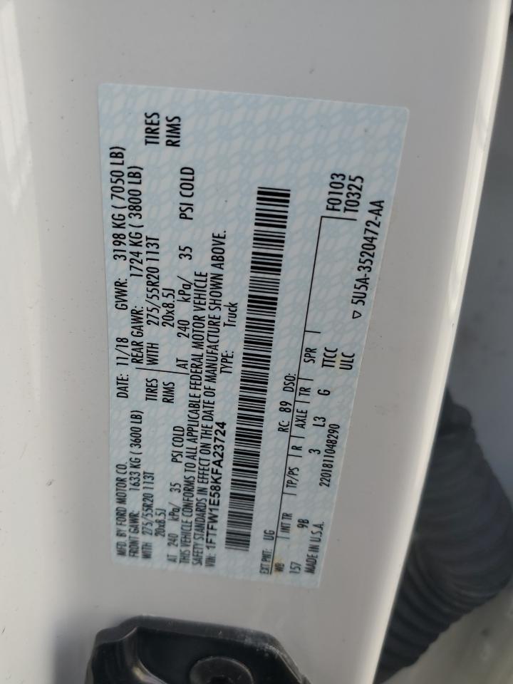 2019 Ford F150 Supercrew VIN: 1FTFW1E58KFA23724 Lot: 81765845