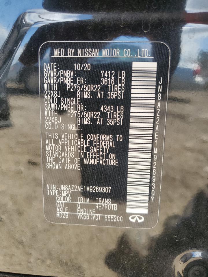 2021 Infiniti Qx80 Luxe VIN: JN8AZ2AE1M9269307 Lot: 71365735