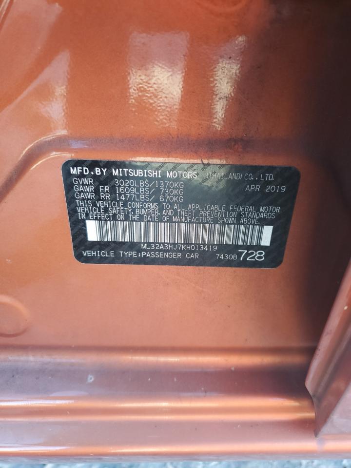 2019 Mitsubishi Mirage Es VIN: ML32A3HJ7KH013419 Lot: 82094605