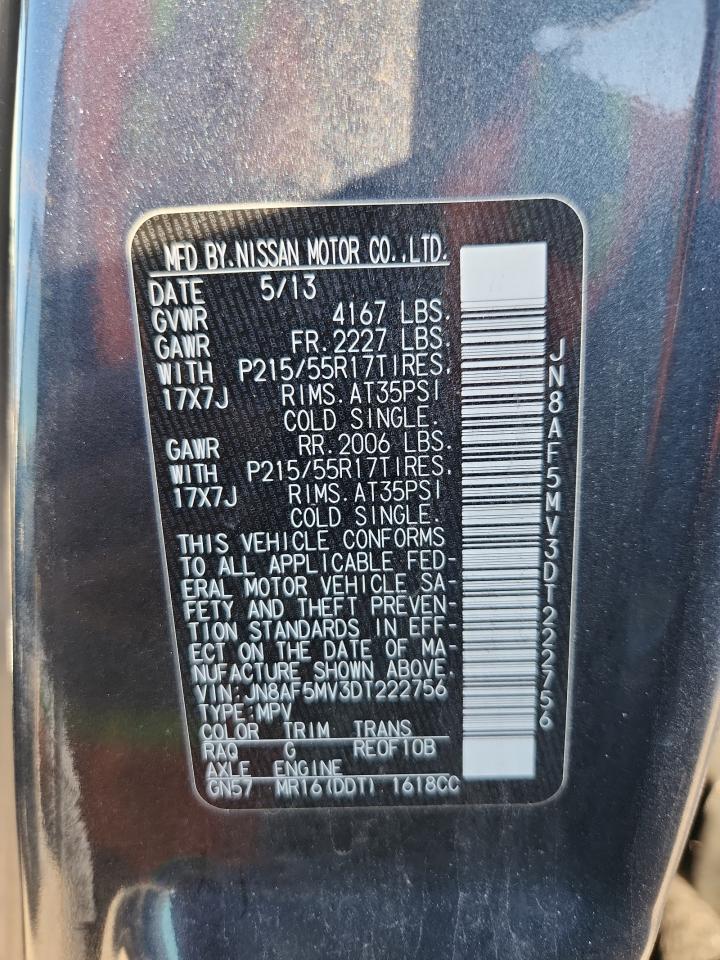 2013 Nissan Juke S VIN: JN8AF5MV3DT222756 Lot: 81630965