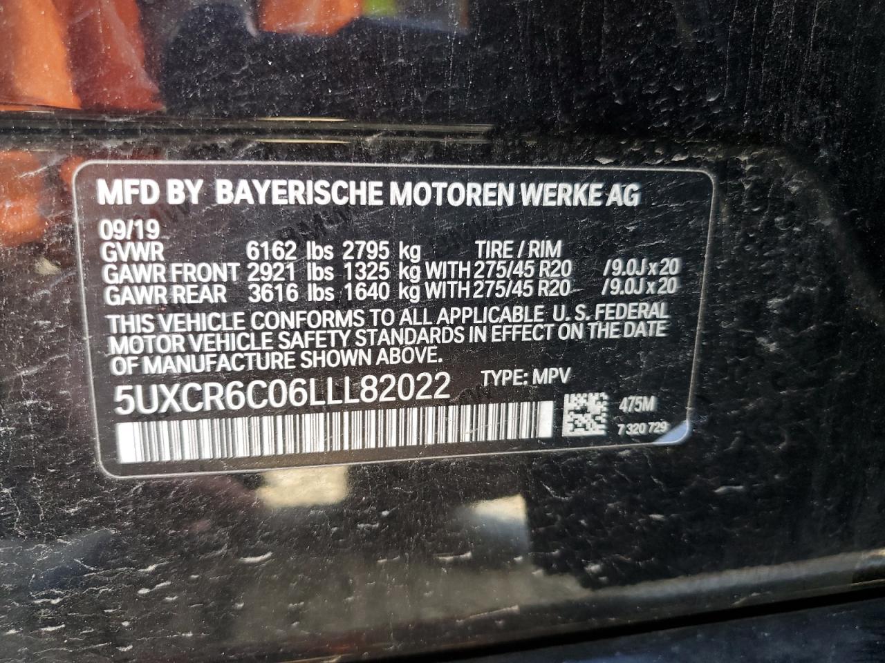 2020 BMW X5 xDrive40I VIN: 5UXCR6C06LLL82022 Lot: 81652885