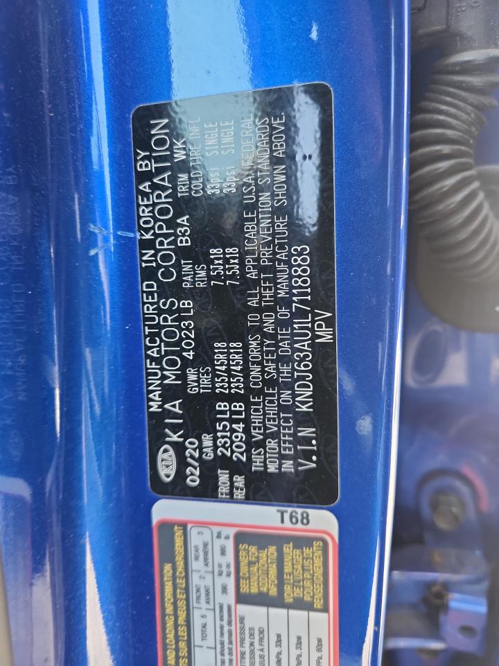 2020 Kia Soul Gt Line VIN: KNDJ63AU1L7118883 Lot: 80125365