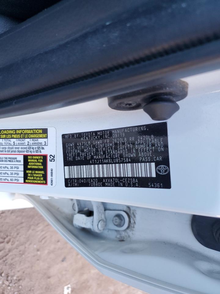 2020 Toyota Camry Se VIN: 4T1J11AK6LU857584 Lot: 84043385