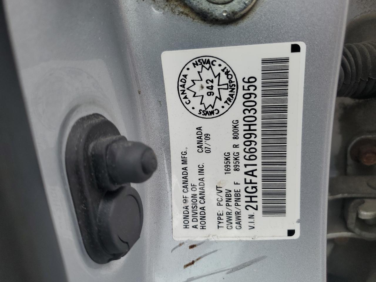 2009 Honda Civic Lx-S VIN: 2HGFA16699H030956 Lot: 80988645