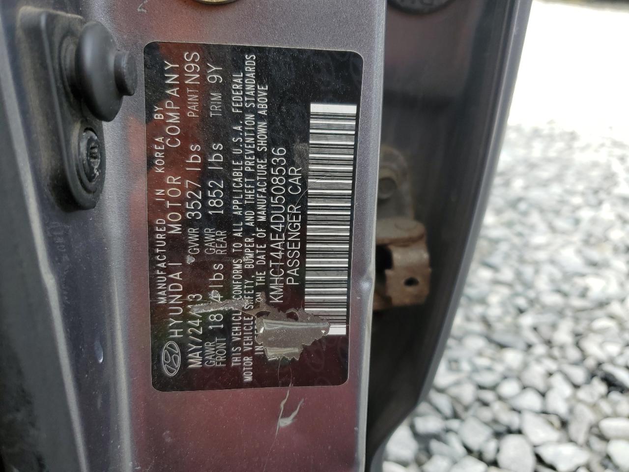 2013 Hyundai Accent Gls VIN: KMHCT4AE4DU508536 Lot: 71700845