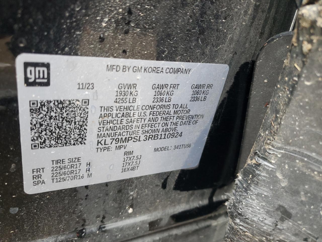 2024 Chevrolet Trailblazer Lt VIN: KL79MPSL3RB110924 Lot: 81210275