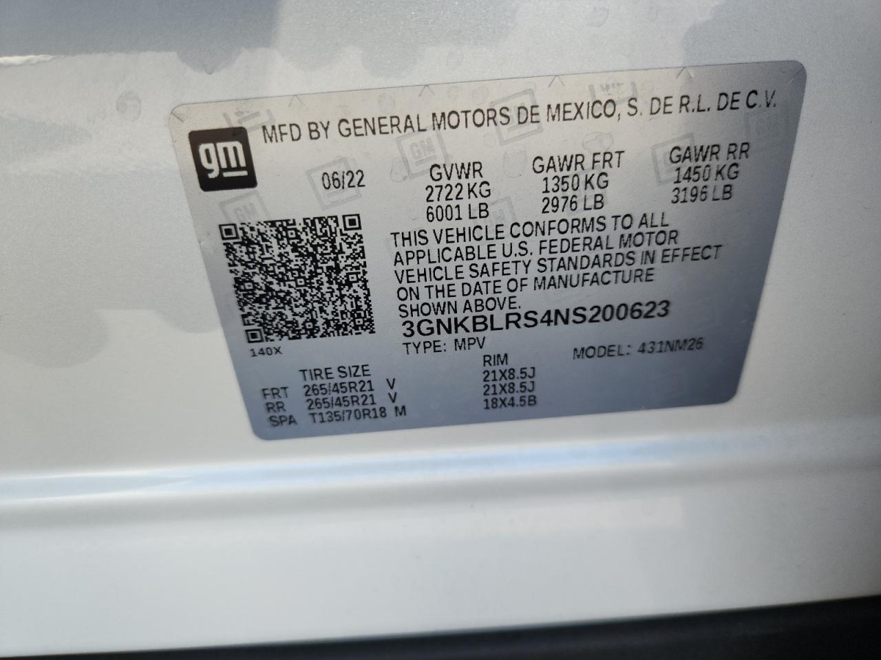 2022 Chevrolet Blazer Premier VIN: 3GNKBLRS4NS200623 Lot: 80274825