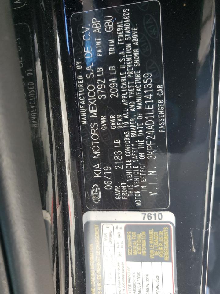 2020 Kia Forte Fe VIN: 3KPF24AD1LE141359 Lot: 83835065