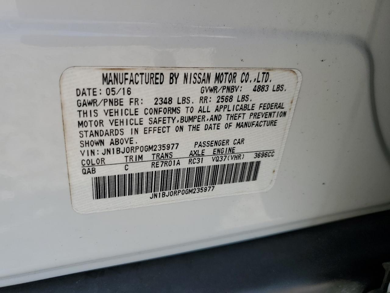 2016 Infiniti Qx50 VIN: JN1BJ0RP0GM235977 Lot: 80306595