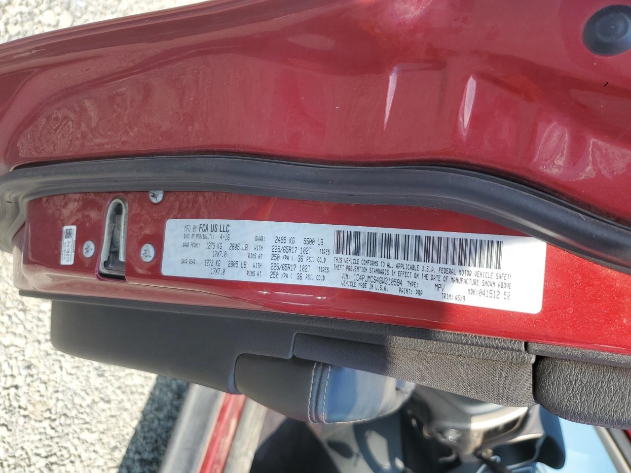 2016 Jeep Cherokee Latitude VIN: 1C4PJMCS4GW310594 Lot: 80718845