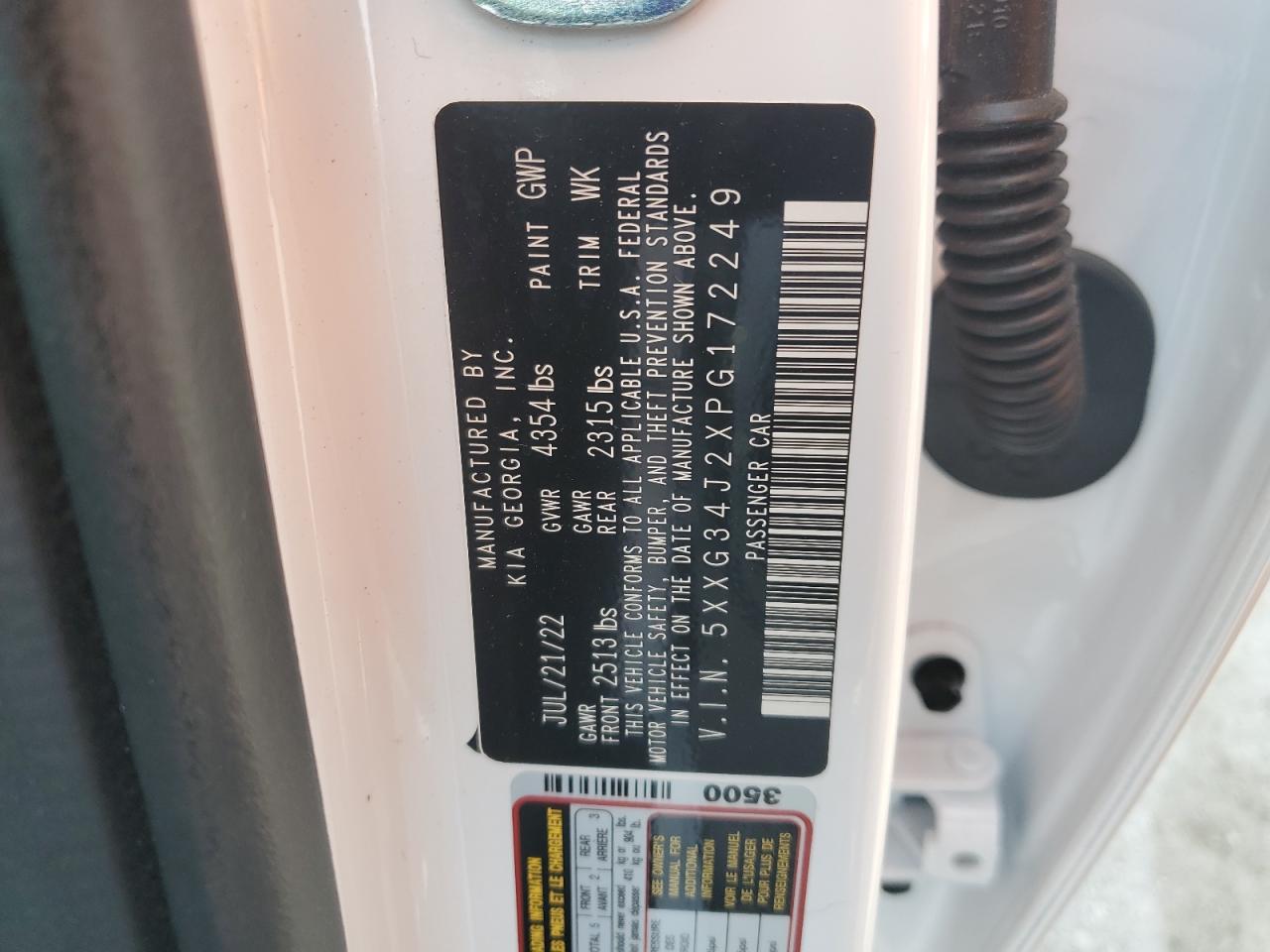 2023 Kia K5 Ex VIN: 5XXG34J2XPG172249 Lot: 71537475