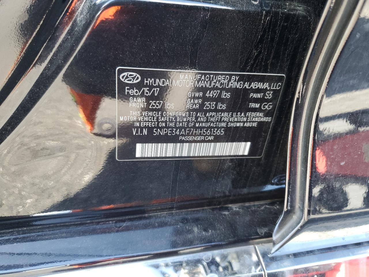 2017 Hyundai Sonata Sport VIN: 5NPE34AF7HH561365 Lot: 84050535