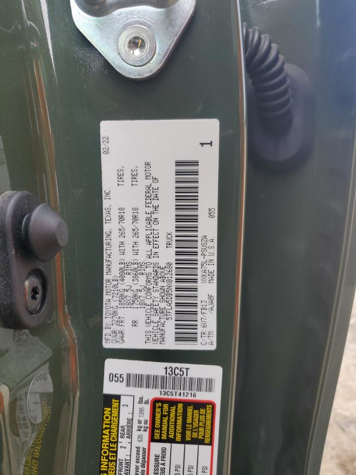 2022 Toyota Tundra Crewmax Sr VIN: 5TFLA5DB5NX012680 Lot: 81518375