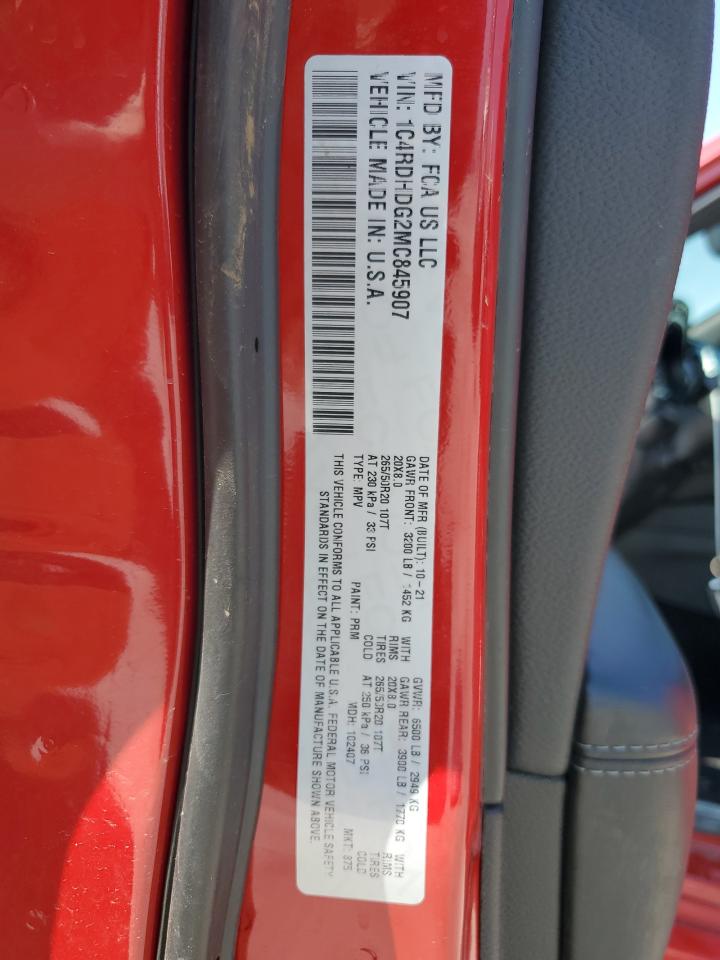 2021 Dodge Durango Gt VIN: 1C4RDHDG2MC845907 Lot: 71248055