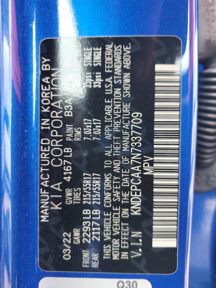 2022 Kia Seltos Lx VIN: KNDEPCAA7N7337709 Lot: 80267345