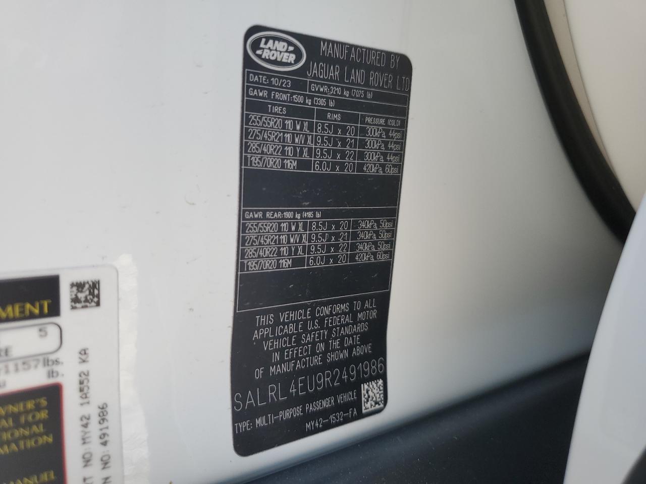 2024 Land Rover Discovery Dynamic Se VIN: SALRL4EU9R2491986 Lot: 80654495