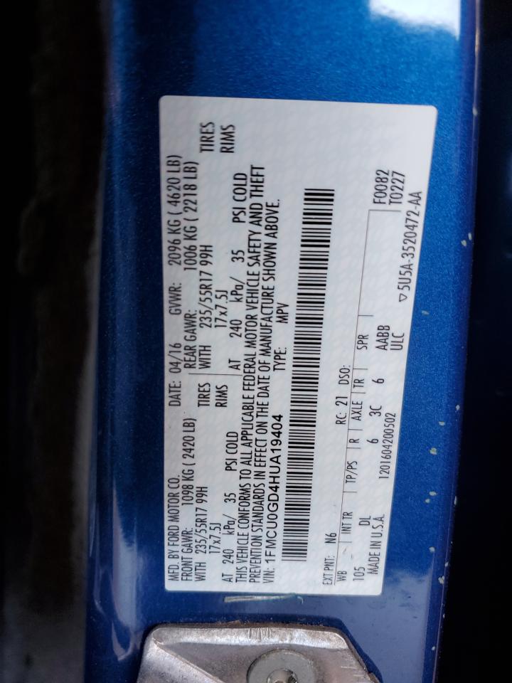 2017 Ford Escape Se VIN: 1FMCU0GD4HUA19404 Lot: 84546545