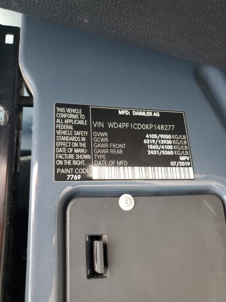 2019 Mercedes-Benz Sprinter 2500/3500 VIN: WD4PF1CD0KP148277 Lot: 84016845
