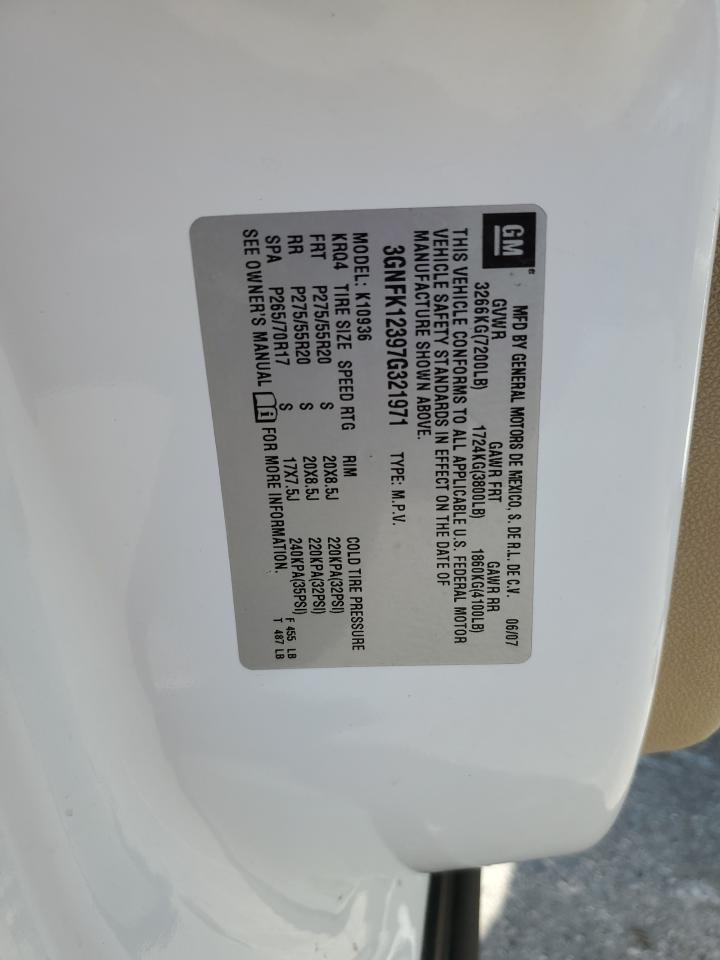 2007 Chevrolet Avalanche K1500 VIN: 3GNFK12397G321971 Lot: 82171815