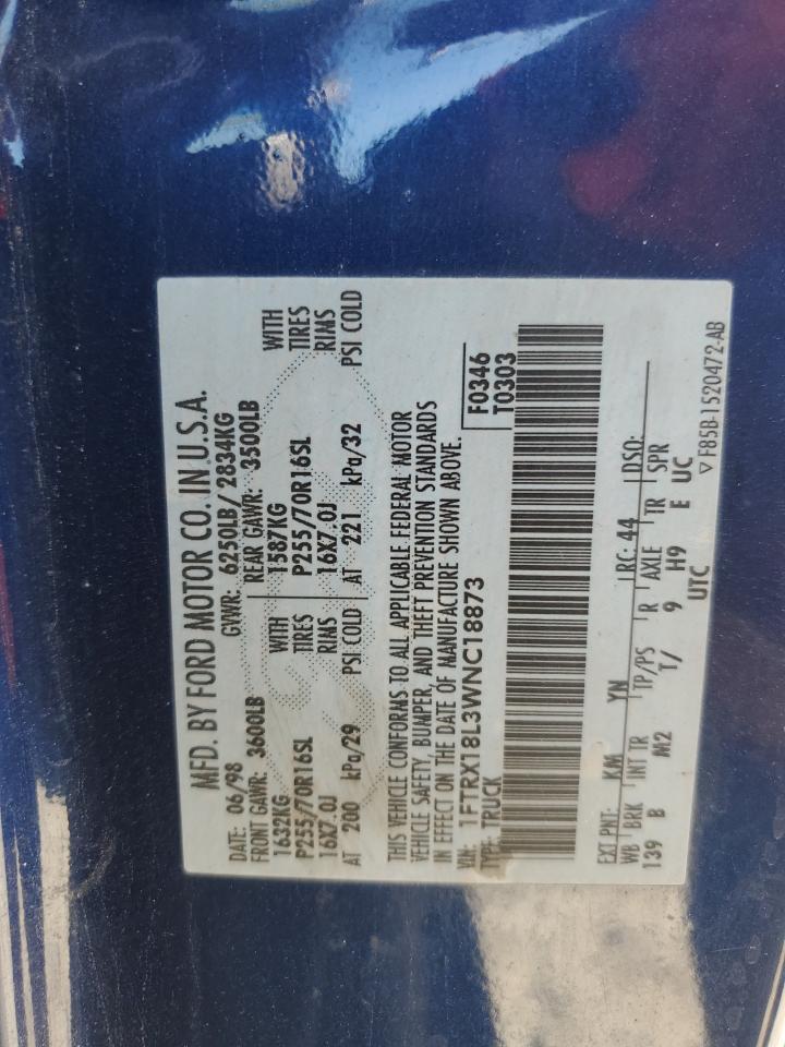 1998 Ford F150 VIN: 1FTRX18L3WNC18873 Lot: 81032055