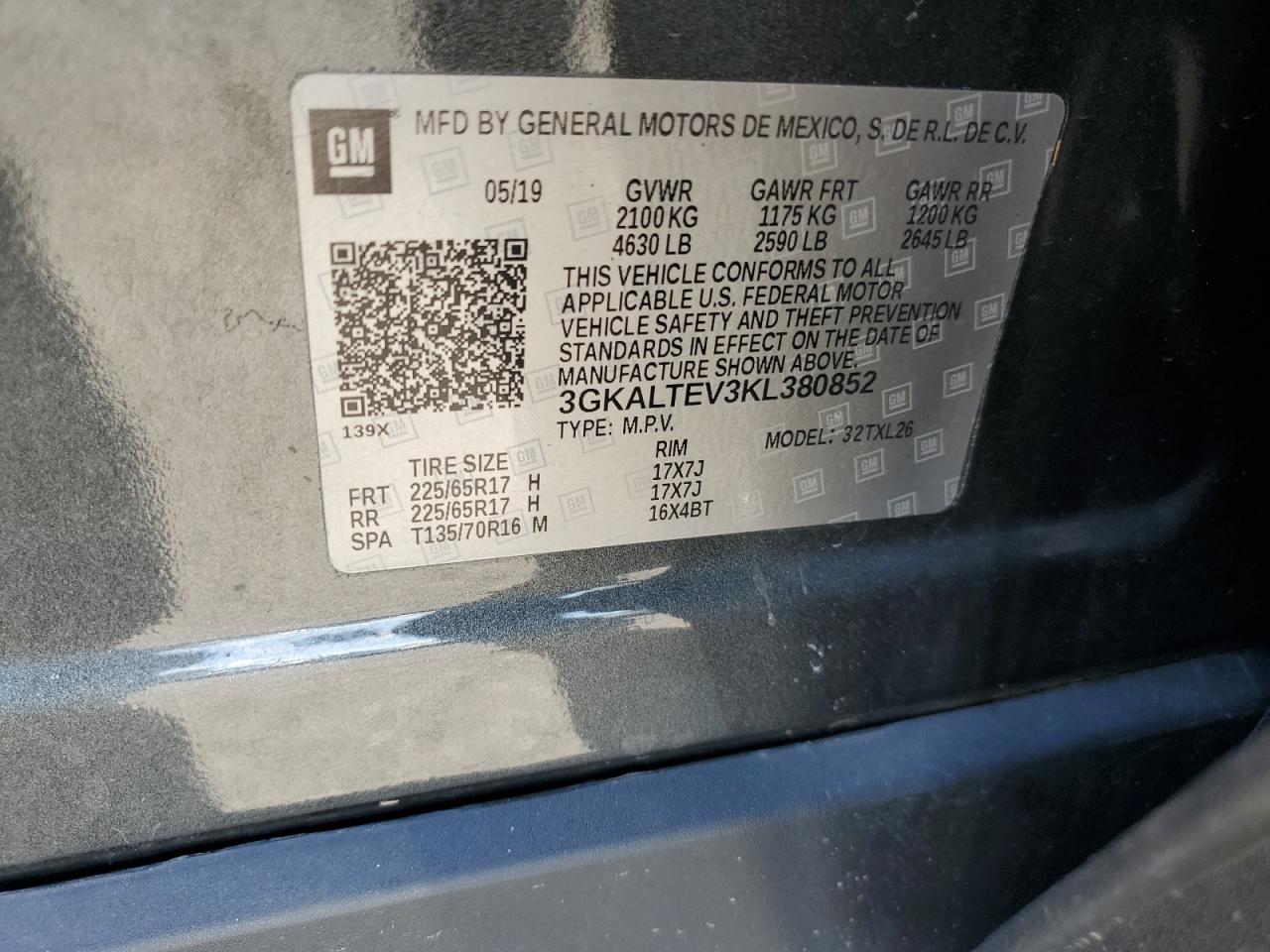 2019 GMC Terrain Sle VIN: 3GKALTEV3KL380852 Lot: 81291545