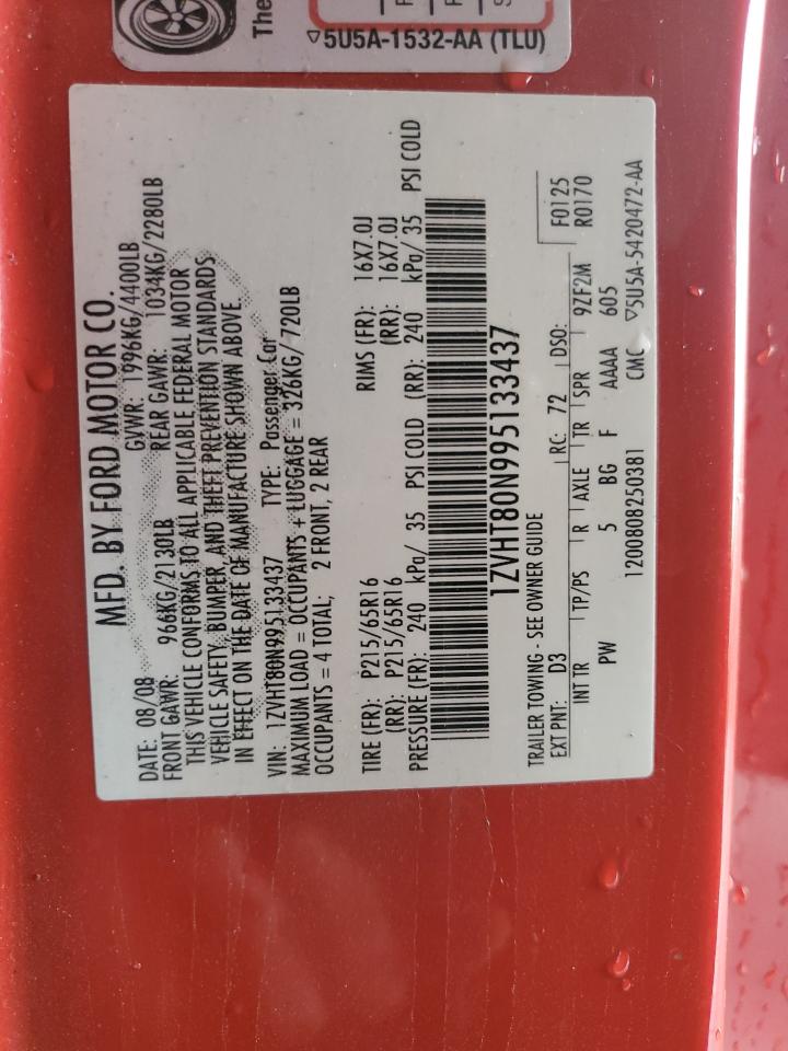 2009 Ford Mustang VIN: 1ZVHT80N995133437 Lot: 81881755