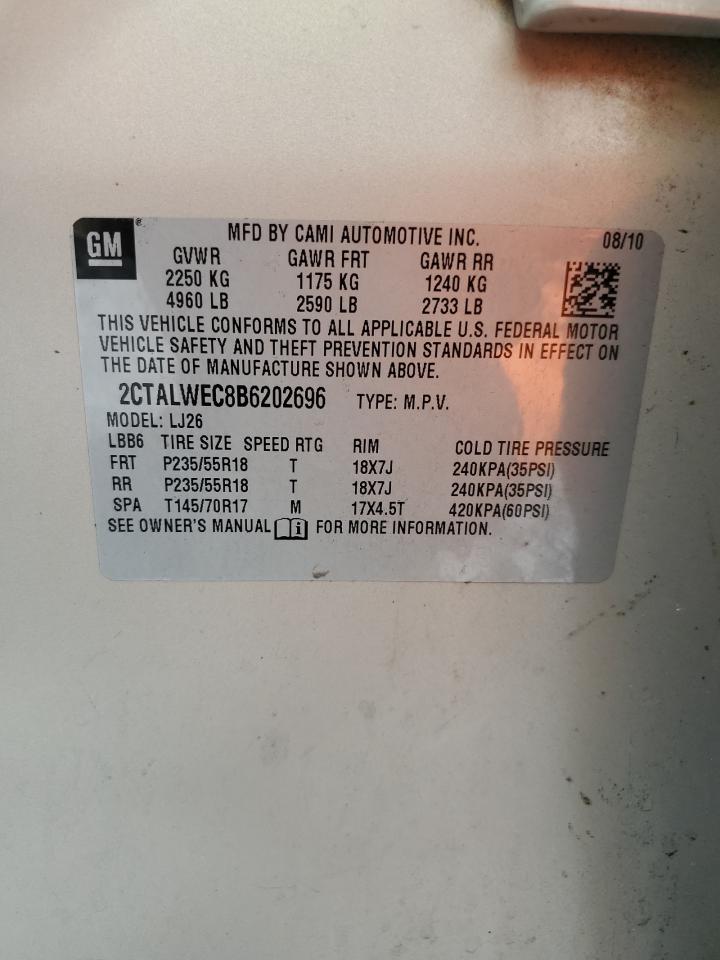 2011 GMC Terrain Slt VIN: 2CTALWEC8B6202696 Lot: 81703055