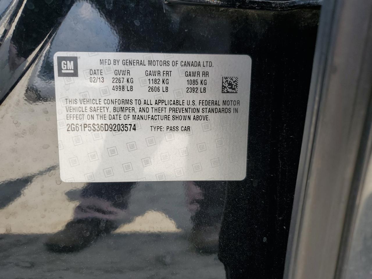 2013 Cadillac Xts Luxury Collection VIN: 2G61P5S36D9203574 Lot: 70356425