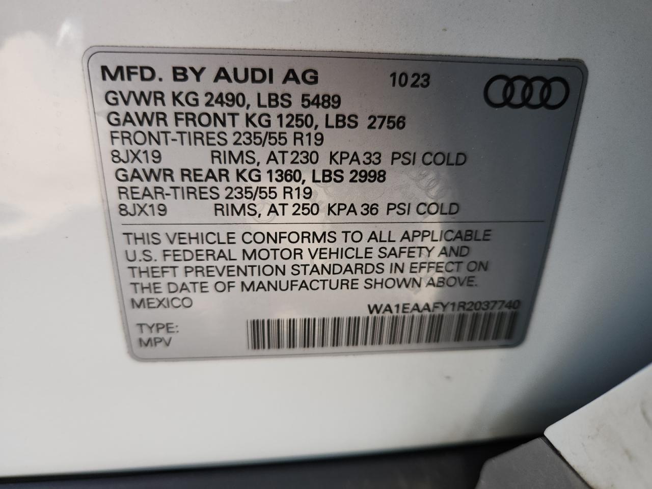2024 Audi Q5 Premium Plus 45 VIN: WA1EAAFY1R2037740 Lot: 71951525