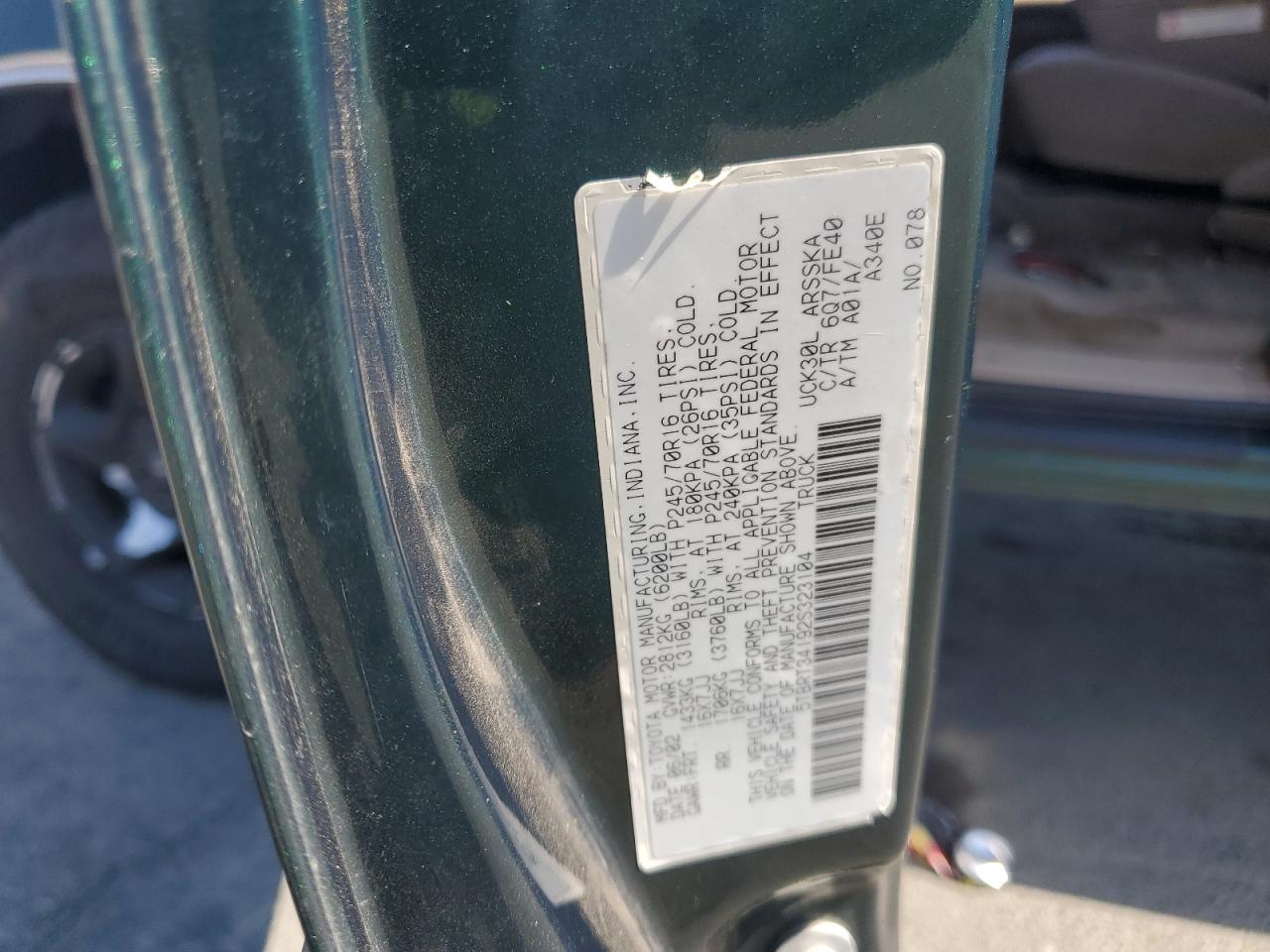2002 Toyota Tundra Access Cab VIN: 5TBRT34192S323104 Lot: 80378165