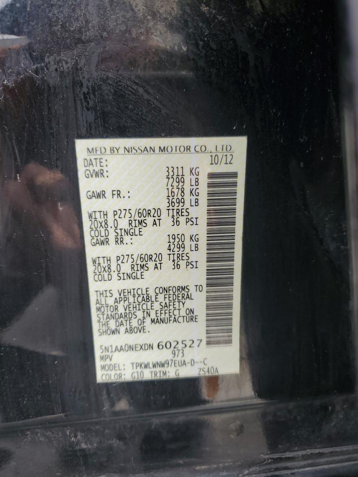 2013 Nissan Armada Platinum VIN: 5N1AA0NEXDN602527 Lot: 71492885